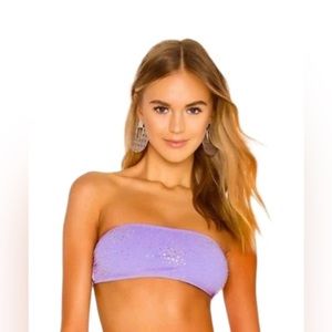 Beach Riot Kelsey Purple Rhinestone Strapless Bandeau Bikini Top Small